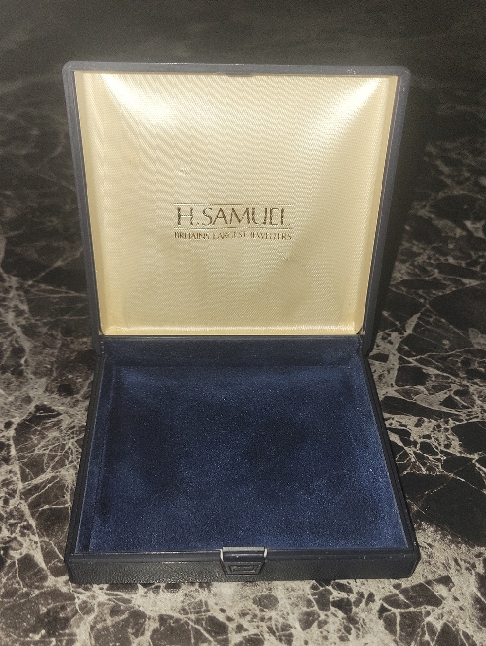 Vintage H. Samuel Blue Velvet & Leatherette Presentation Jewerly Box